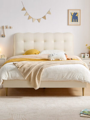 Cream Bubble Bed and Mattress for Children