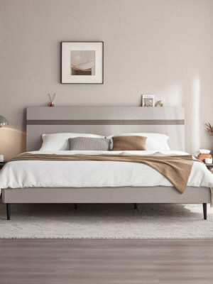 Elegant Grey Bed with Mattress Set